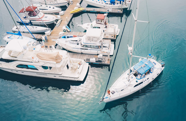 Marina with vessels